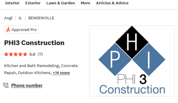 PHI3 Construction Angi's Pro Profile